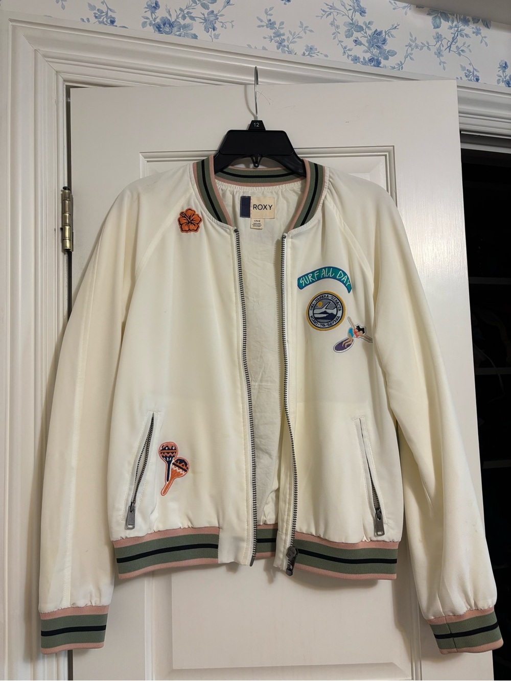Roxy Bomber Jacket with Pink and Green Teim